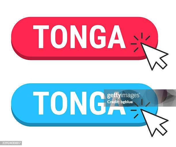 tonga - red and blue buttons with cursor on white background - tonga stock illustrations