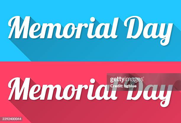 memorial day - flat design with long shadow on blue and red background - memorial day vector stock illustrations