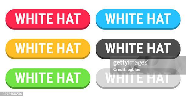 white hat - colorful 3d click web buttons on blank background - ethical hacking stock illustrations