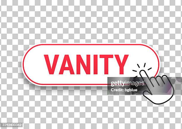 vanity - 3d click web button with hand cursor on blank background - vanity light stock illustrations