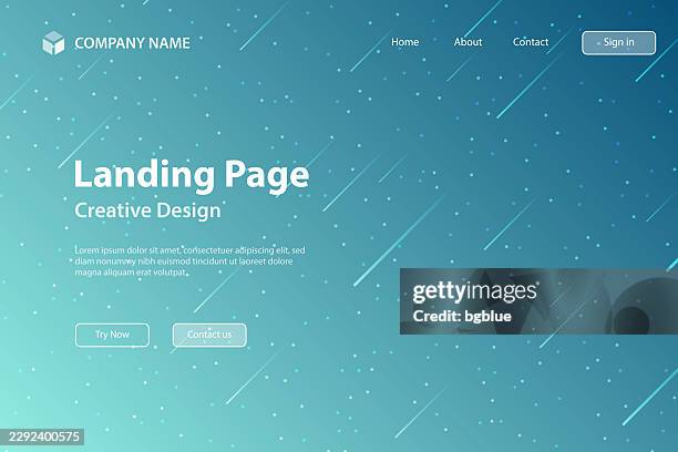 landing page template - trendy starry sky with blue gradient - website drop down stock illustrations
