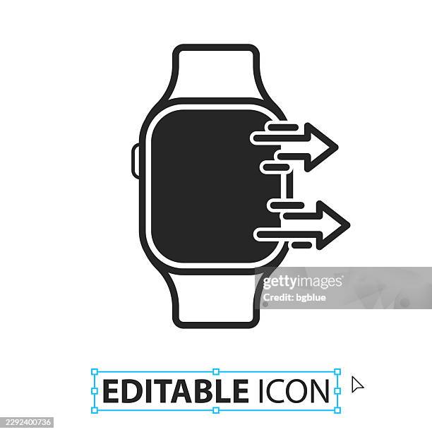 send from smartwatch - editable icon on white background - computer files screen stock illustrations