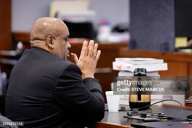 Duane Davis listens to closing arguments in his murder trial, related to the 1996 killing of rapper Tupac Shakur, at Clark County District Court at...