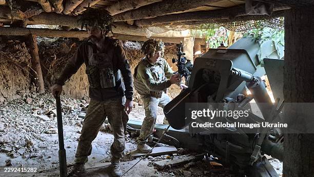 Artillerymen of the 71st Separate Airmobile Brigade load a D-30 howitzer while defending Ukraine’s border on August 27, 2026 in Sumy, Ukraine....