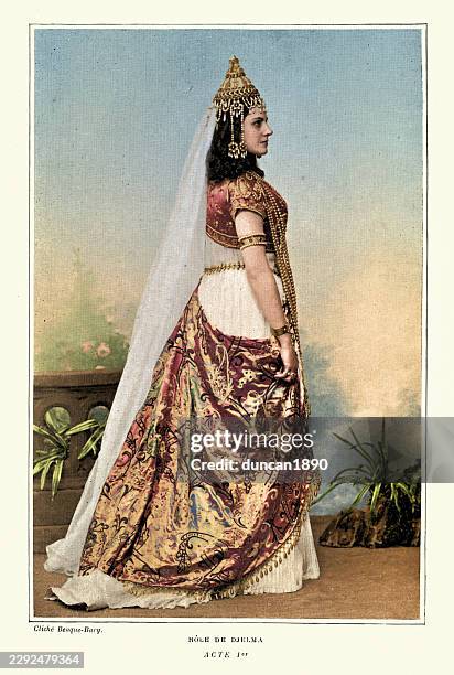 rose caron was a french operatic dramatic soprano, in costume for the role djelma, 1890s, vintage photograph - opera singer stock illustrations