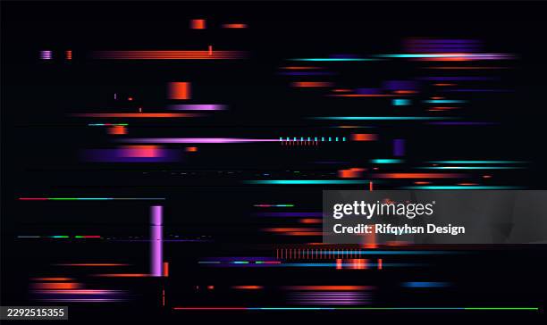 abstract futuristic cyberpunk glitch vector background with speed blurred motion, pixelated no signal offline error poster template, abstract vaporwave synthwave video game web banner - no internet stock illustrations