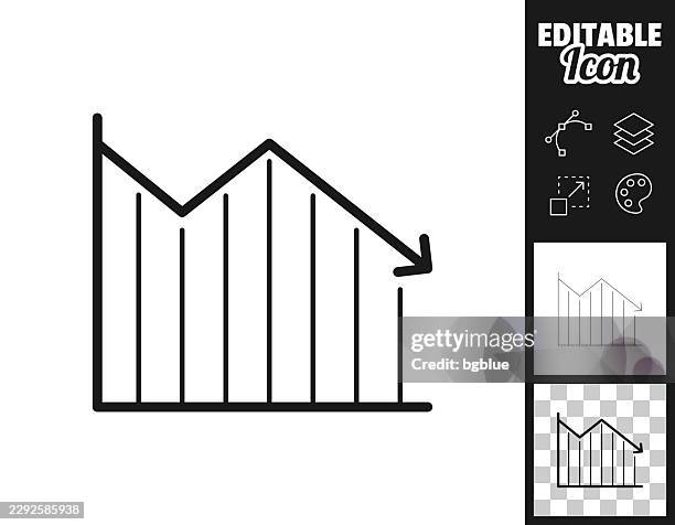 declining chart. icon for design. easily editable - data science stock illustrations