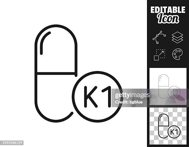 vitamin k1 capsule. icon for design. easily editable - preventive care stock illustrations