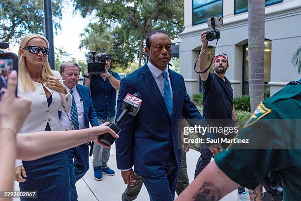 Tiger Woods attends a court hearing at Martin County Courthouse on September 2, 2026 in Stuart, Florida. Tiger Woods is expected to change his plea...