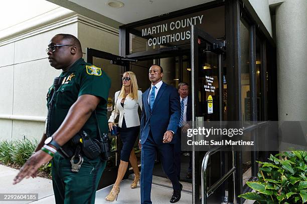 Tiger Woods leaves the Martin County Courthouse on September 2, 2026 in Stuart, Florida. Tiger Woods is expected to change his plea in the case over...