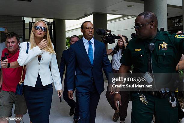 Tiger Woods leaves the Martin County Courthouse on September 2, 2026 in Stuart, Florida. Tiger Woods is expected to change his plea in the case over...