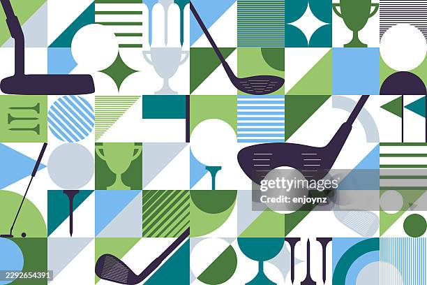 seamless bauhaus style golf wallpaper background design - star trophy background stock illustrations