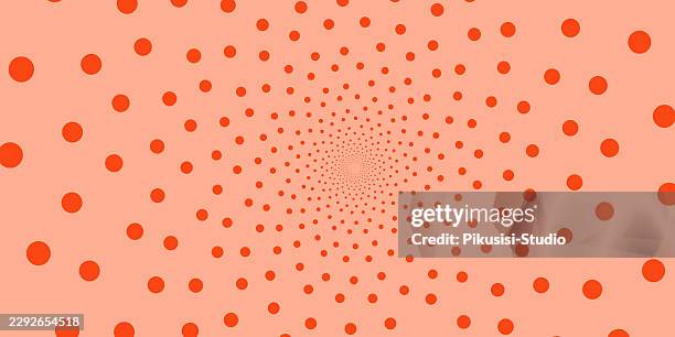 concentric orange dot pattern on peach background, dynamic circular dot spiral abstract design - green glitter explosion stock illustrations