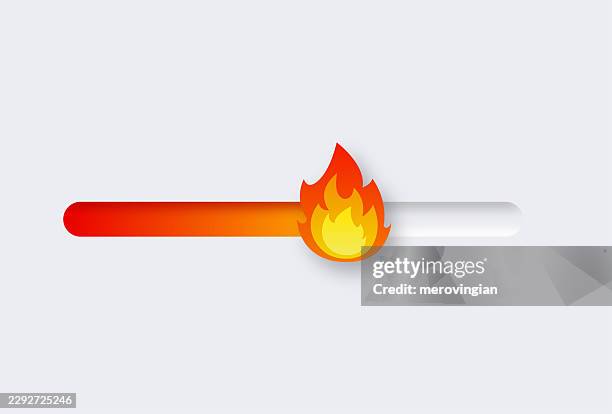 fire flame progress loading bar - temperature gauge stock illustrations