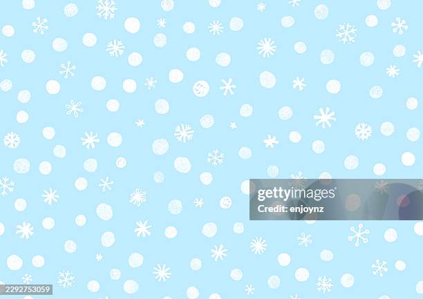seamless blue and white christmas snowflakes wallpaper pattern - hand drawn dot pattern stock illustrations