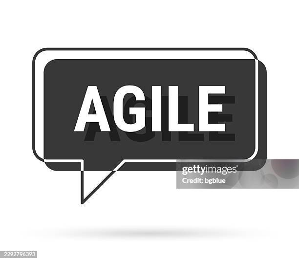 agile - 3d black speech bubble on white background - agile software development stock illustrations