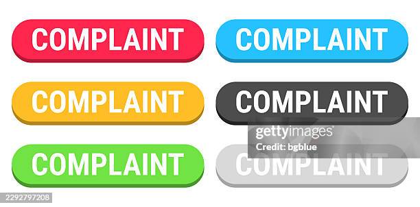 complaint - colorful 3d click web buttons on blank background - technical issues stock illustrations