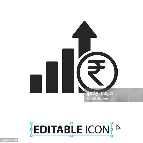 indian rupee rate increase - editable icon on white background - rupee graph stock illustrations