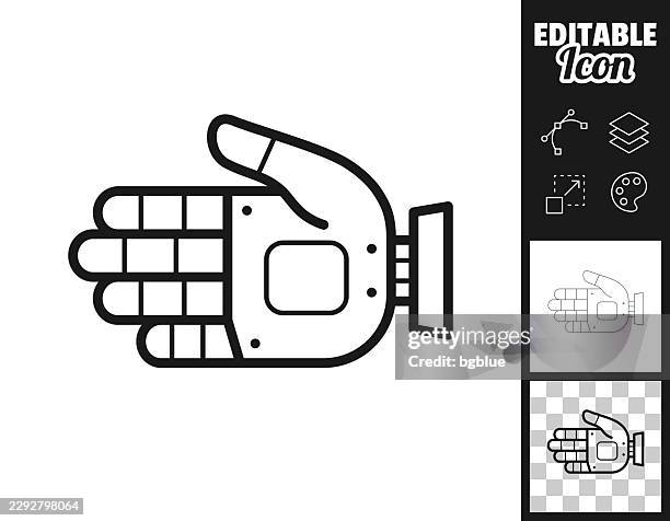 robotic side hand. icon for design. easily editable - bionic hand stock illustrations