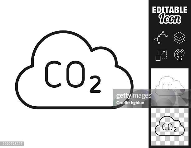 cloud with co2. icon for design. easily editable - environmental science stock illustrations