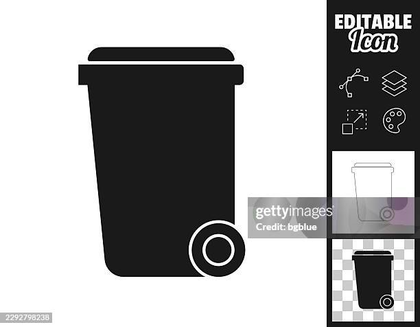 wheeled trash bin. icon for design. easily editable - compost bin stock illustrations