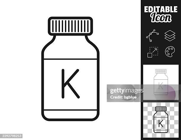 potassium supplement bottle. icon for design. easily editable - pill organizer stock illustrations