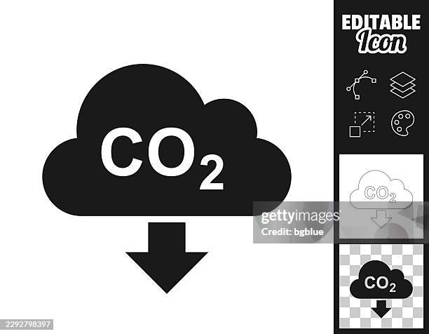 carbon dioxide decrease. icon for design. easily editable - carbon capture stock illustrations