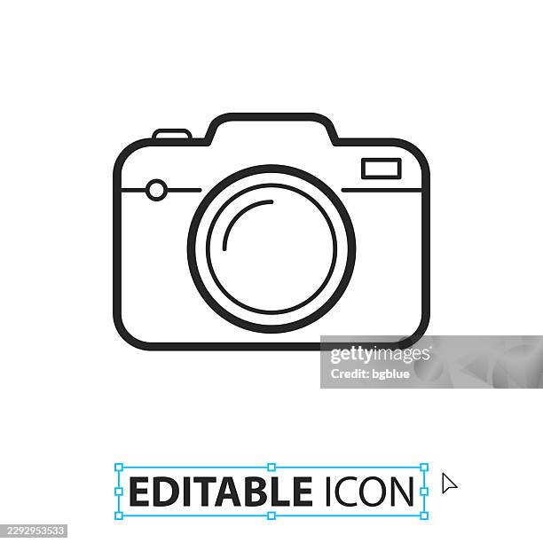 camera - line editable icon on white background - shutter stock illustrations