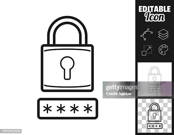password field with padlock. icon for design. easily editable - entering data stock illustrations