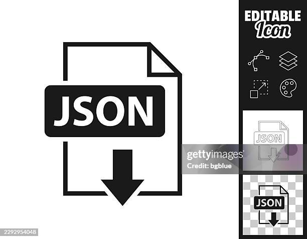 json file download. icon for design. easily editable - software development code stock illustrations