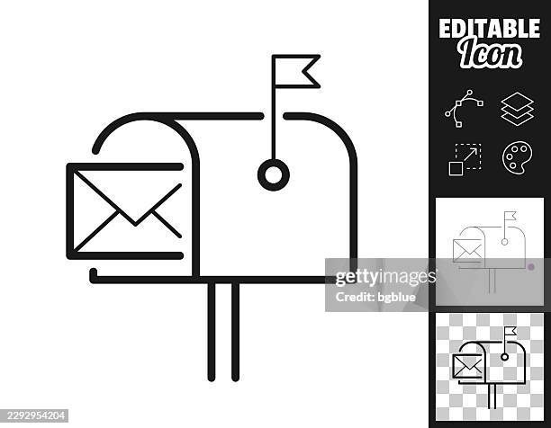 mailbox with mail. icon for design. easily editable - house exterior stock illustrations