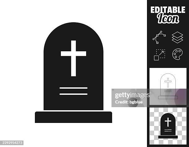grave with cross. icon for design. easily editable - burial mound stock illustrations