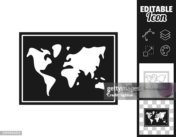 framed world map. icon for design. easily editable - wall hanging stock illustrations