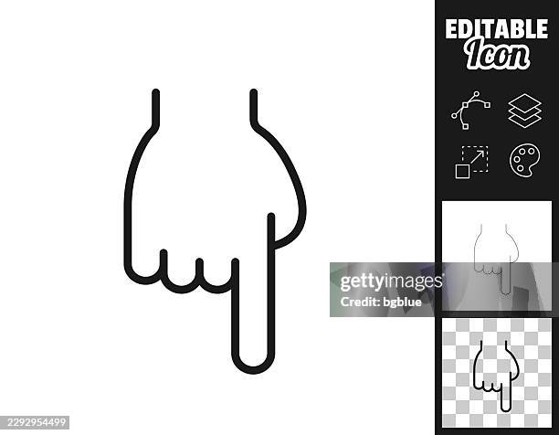 pointing down. icon for design. easily editable - pointing down white background stock illustrations