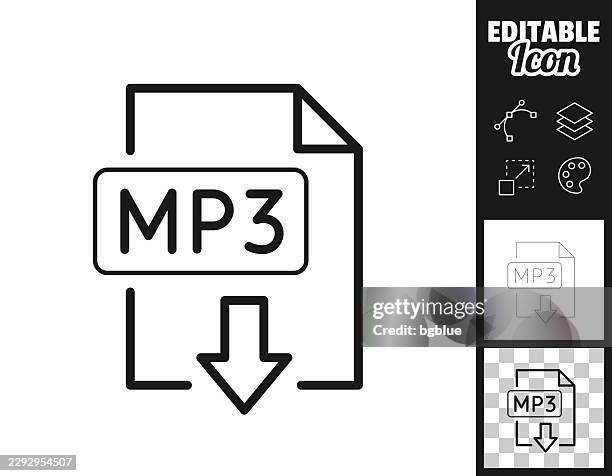 mp3 file download. icon for design. easily editable - audiovisual stock illustrations