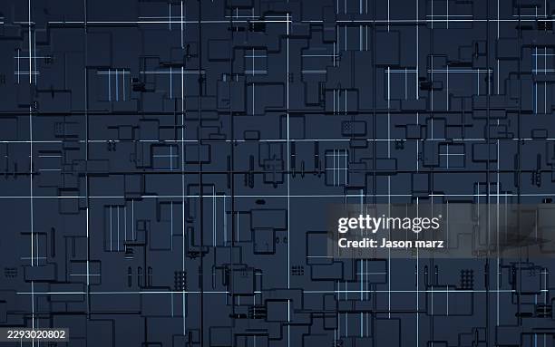 abstract blueprint style technical grid pattern on dark background - science technology engineering art math stock pictures, royalty-free photos & images