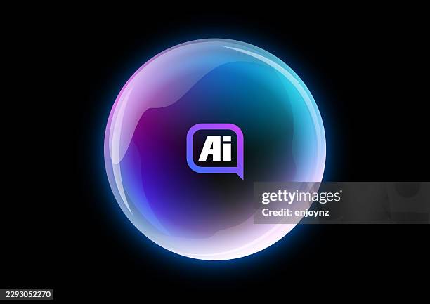 luminous gradient artificial intelligence (ai) glossy glowing bubble - snowglobe transparent stock illustrations