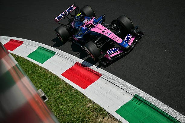 Alpine's Argentine driver Franco Colapinto drives during the third practice session of the Italian Formula One Grand Prix at the Autodromo Nazionale...