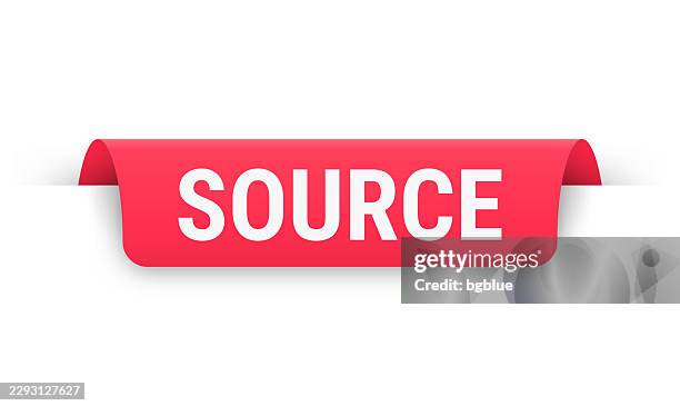 source - red banner, bookmark, ribbon, label on white background - logo creation stock illustrations