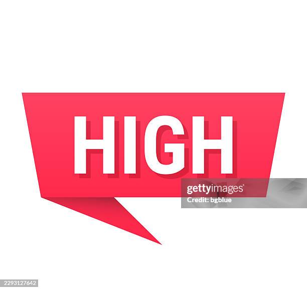 high - red speech bubble on blank background - too much technology stock illustrations