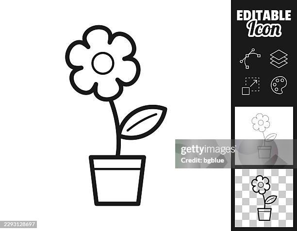 potted flower. icon for design. easily editable - garden centre stock illustrations