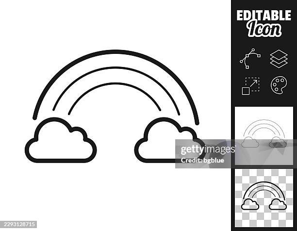 rainbow with clouds. icon for design. easily editable - rainbow light png stock illustrations
