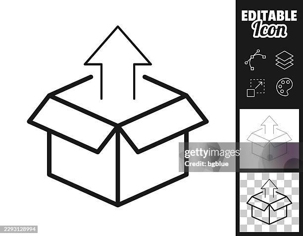 package unpacking. icon for design. easily editable - empty box white background stock illustrations