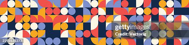 mid century geometric shapes pattern - half circle stock illustrations