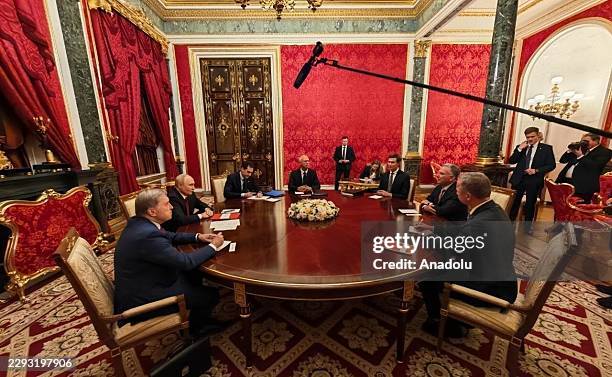 Russian President Vladimir Putin meets with U.S. President Donald Trump's special envoys Steve Witkoff and Jared Kushner at the Kremlin in Moscow,...