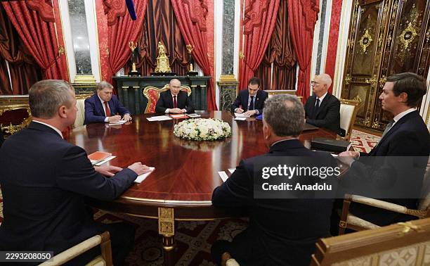 Russian President Vladimir Putin meets with U.S. President Donald Trump's special envoys Steve Witkoff and Jared Kushner at the Kremlin in Moscow,...