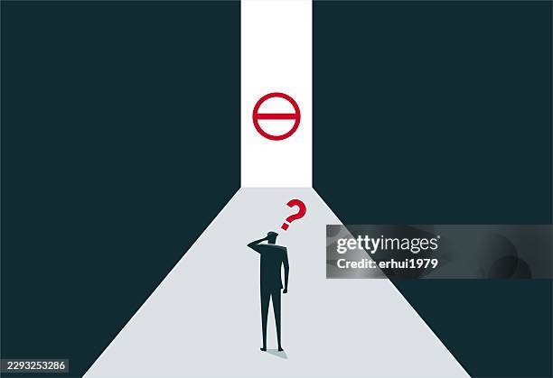blocked path & career roadblock - clogged stock illustrations