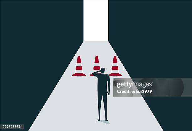 roadblocks & work in progress obstacles - limited liability stock illustrations