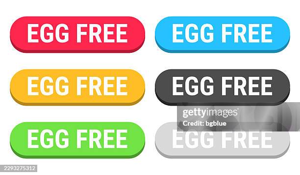 egg free - colorful 3d click web buttons on blank background - cryopreservation stock illustrations