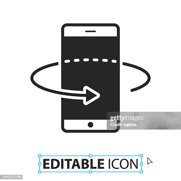 360 degree rotation with smartphone - editable icon on white background - augmented reality tablet stock illustrations
